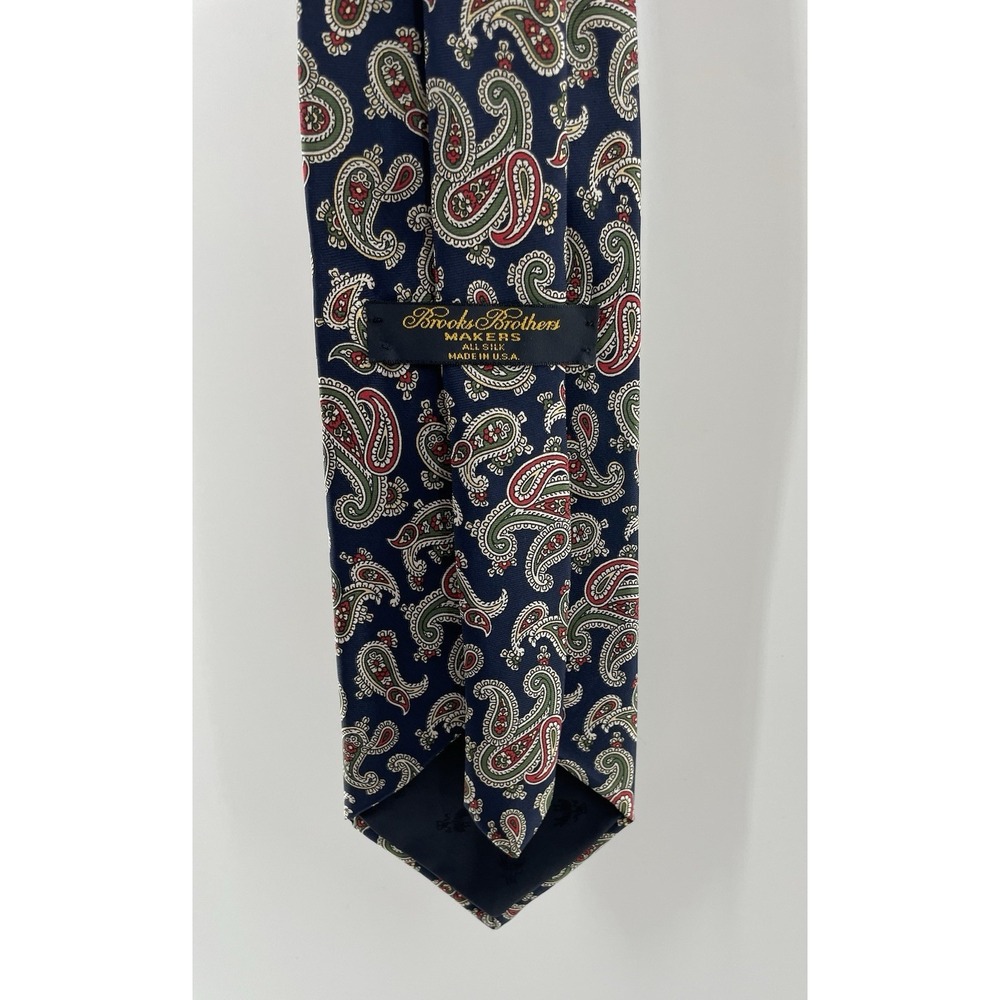 Brooks Brothers Makers Tie Silk Paisley USA Blue Classic 3.5" Business Vtg retro